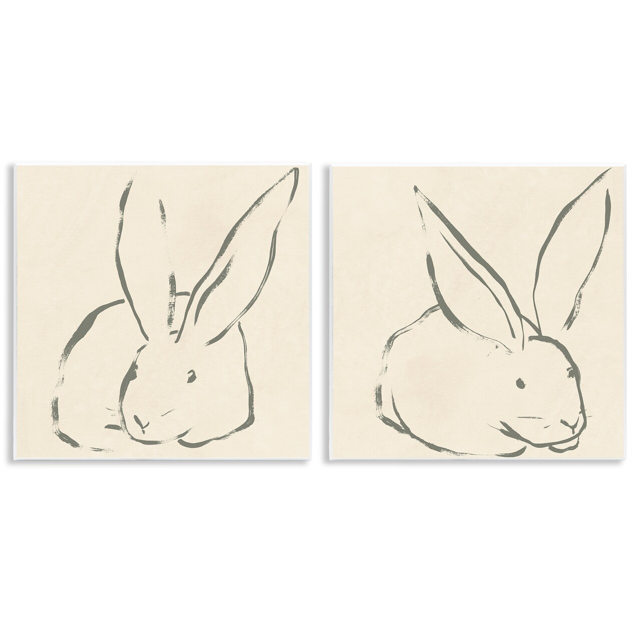Stupell Industries Minimalist Resting Rabbit Line Drawing 2 pc Wall Plaque Art Set Design by June Erica Vess